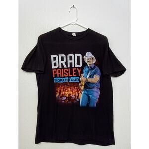 Brad Paisley World Tour Black Graphic Tee Shirt Double Sided Country Music SZ M